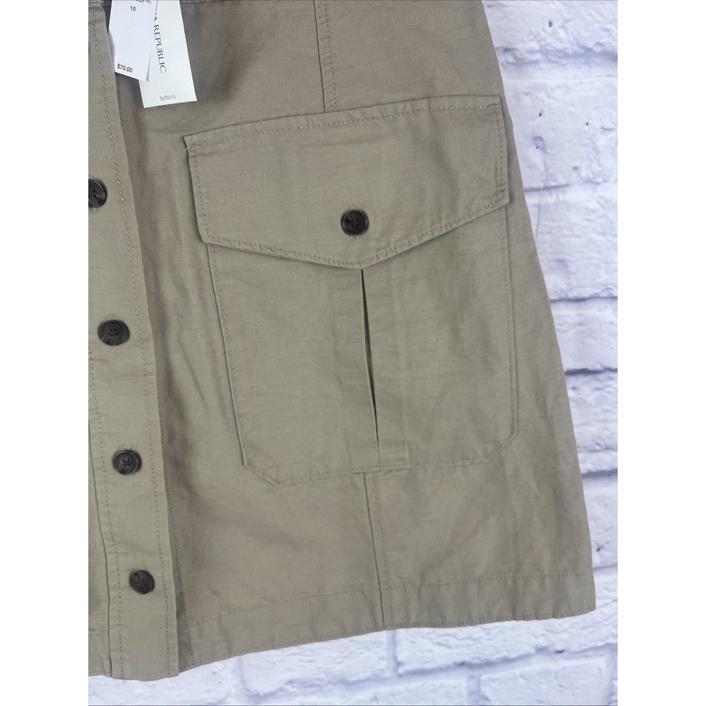 Banana Republic NWT Preppy Coastal Linen Blend Cargo Khaki Skirt Size 10 - Picture 3 of 8